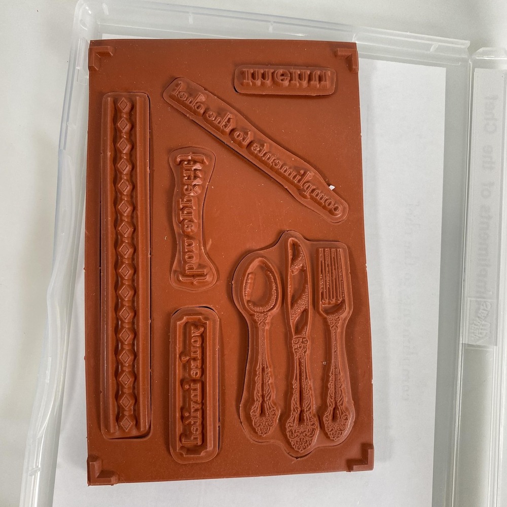 Stampin' Up Compliments of the Chef Rubber Stamp‎ Set 7pc Unmounted Kitchen Food